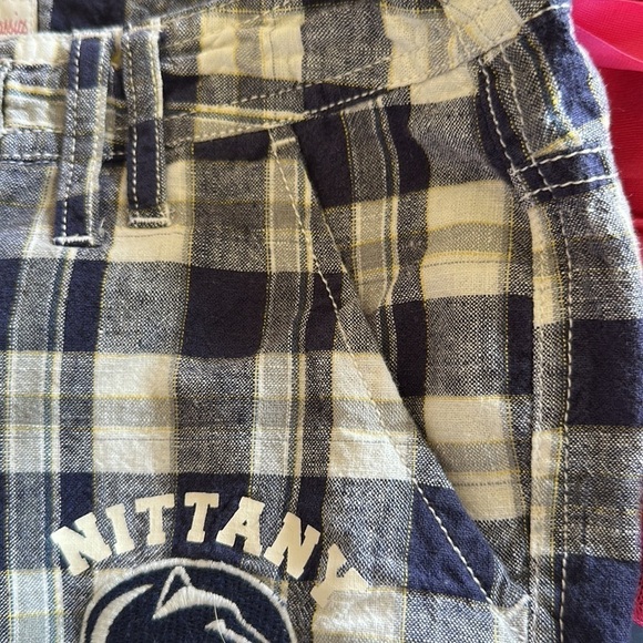 Penn State PSU Nittany Lion’s Plaid Linen/Cotton Blend Drawstring Shorts Size 11 - Picture 6 of 11